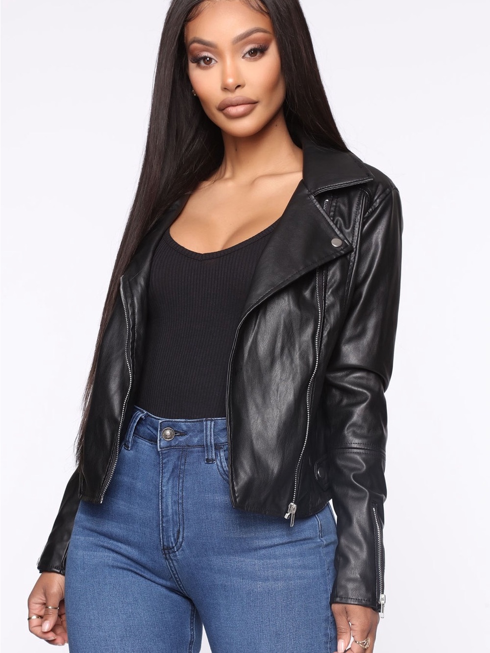 Fashion Nova Never Average Moto Jacket - Black